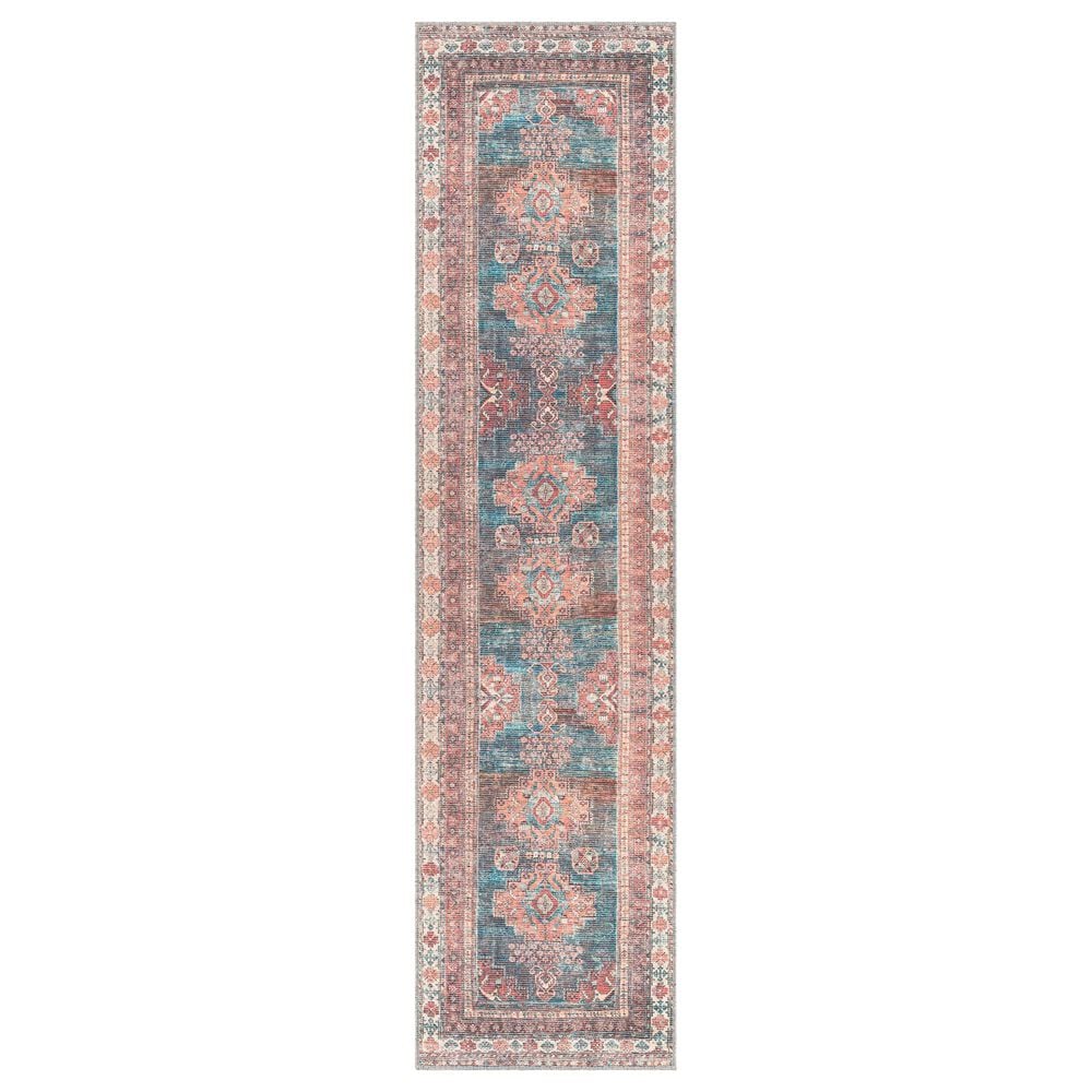 Surya Colin 2"7" x 10" Blue, Dusty Coral, Brick Red, Dark Brown and Cream Runner, , large