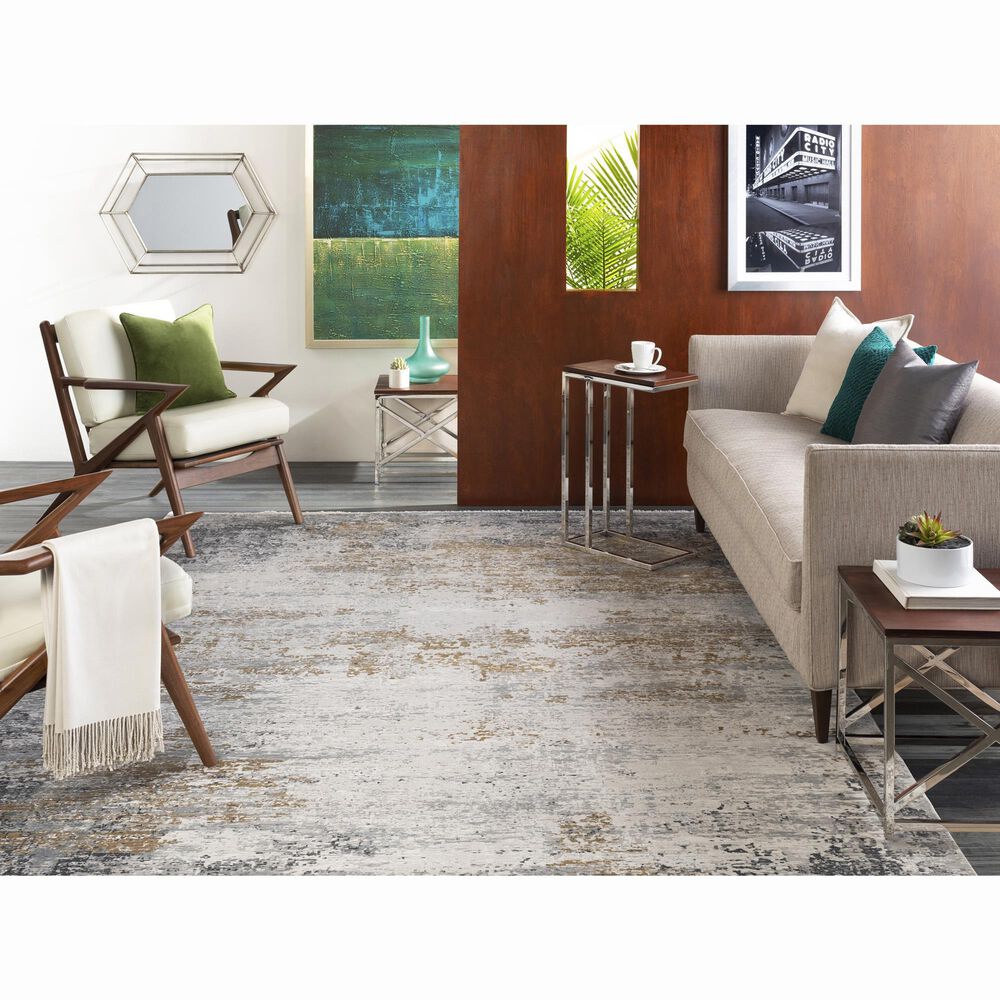 Surya Solar 10&#39; x 14&#39; Charcoal, Gray, Saffron and White Area Rug, , large