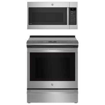 GE Profile 2-Piece Kitchen Package with 1.7 Cu. Ft. Convection Over-the-Range Microwave Oven and 5.3 Cu. Ft. Electric Range in Stainless Steel, , large
