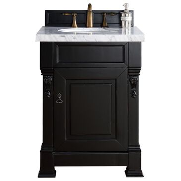 James Martin Brookfield 26" Single Bathroom Vanity in Antique Black with 3 cm Arctic Fall Solid Surface Top and Rectangle Sink, , large