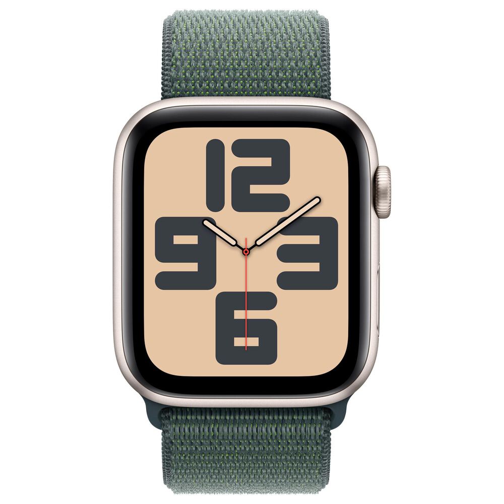 Apple Watch SE GPS + Cellular 44mm Starlight Aluminum Case with Lake Green Sport Loop &#40;Pre-Order&#41;, , large