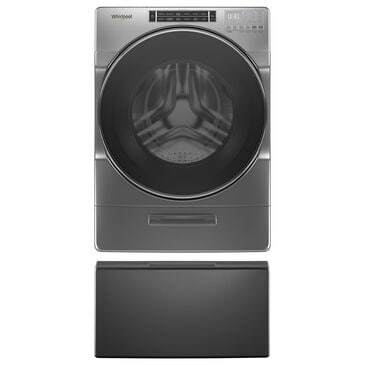 Whirlpool 5 Cu. Ft. Front Load Washer with 15.5" Laundry Pedestal in Chrome Shadow, , large