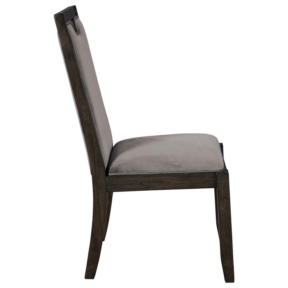 Signature Design by Ashley Hyndell Upholstered Side Chair with Faux Velvet Upholstery in Dark Brown Finish, , large