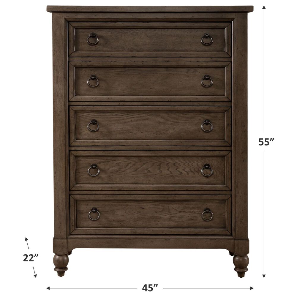Belle Furnishings Americana Farmhouse 5 Drawer Chest in Dusty Taupe and Black, , large