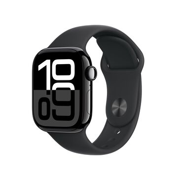 Apple Watch Series 10 GPS 42mm Jet Black Aluminum Case with Black Sport Band - M/L (Pre-Order), , large