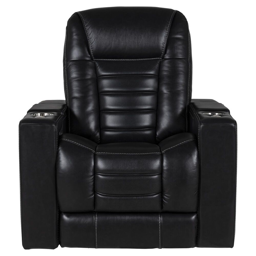 MotoMotion Leather Power Recliner with Power Headrest in Black, , large