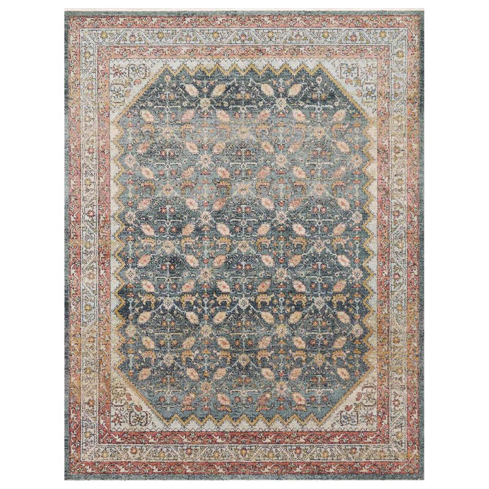 Magnolia Home Graham GRA-01 5"5" x 7"6" Blue and Persimmon Area Rug, , large