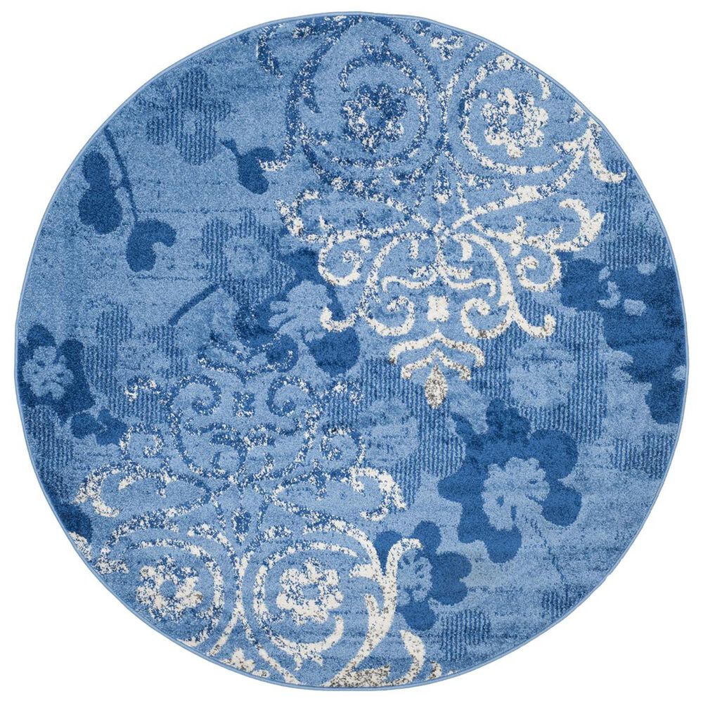 Safavieh Adirondack ADR114F-6R 6&#39; x 6&#39;  Light Blue/Dark Blue Round Rug, , large