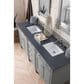 James Martin Brittany 72" Double Bathroom Vanity in Urban Gray with 3 cm Charcoal Soapstone Quartz Top and Rectangle Sinks, , large