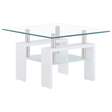 Global Furniture USA End Table in White and Clear, , large