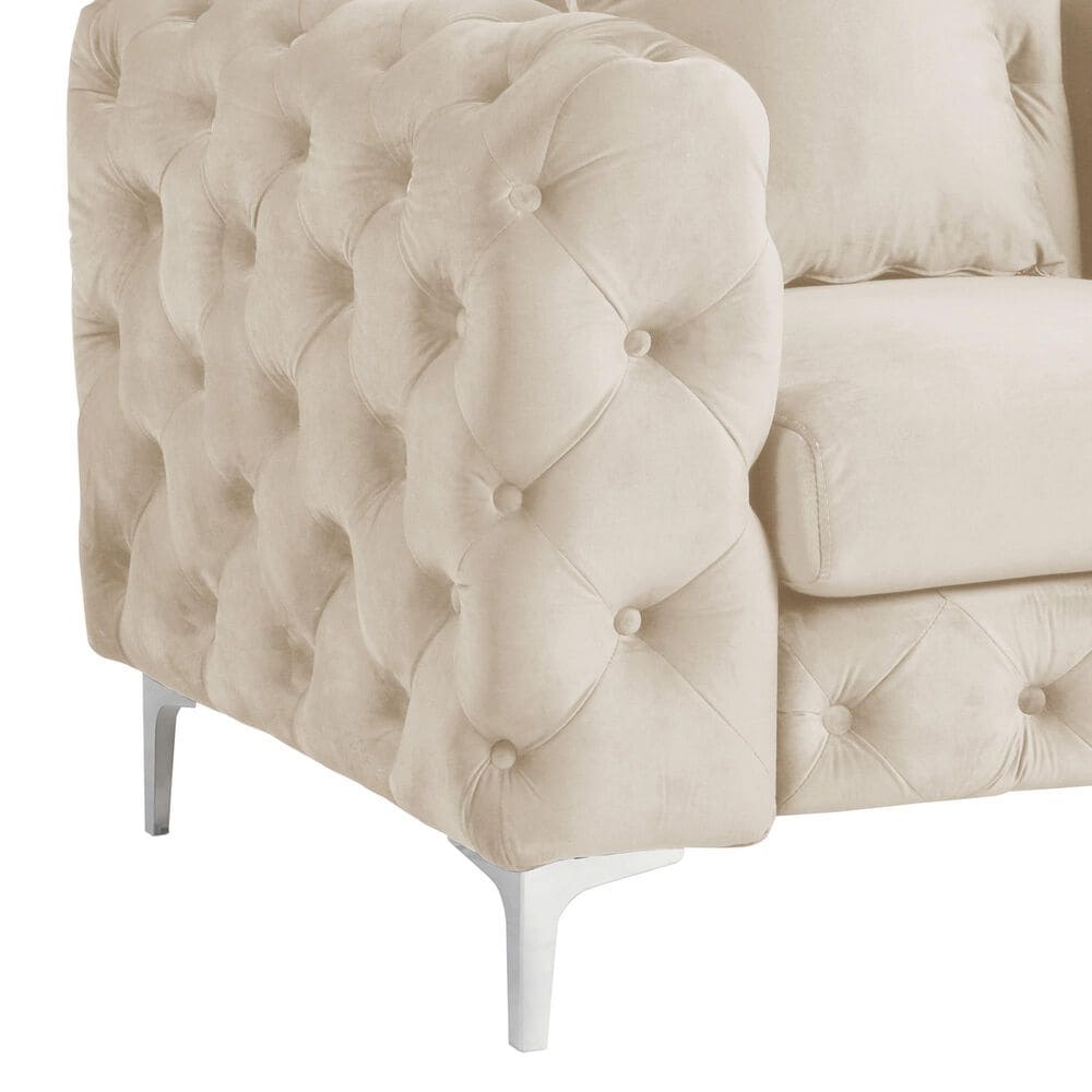 Morden Fort Sofa and Loveseat with Deep Button Tufted Set in Beige Velvet, , large