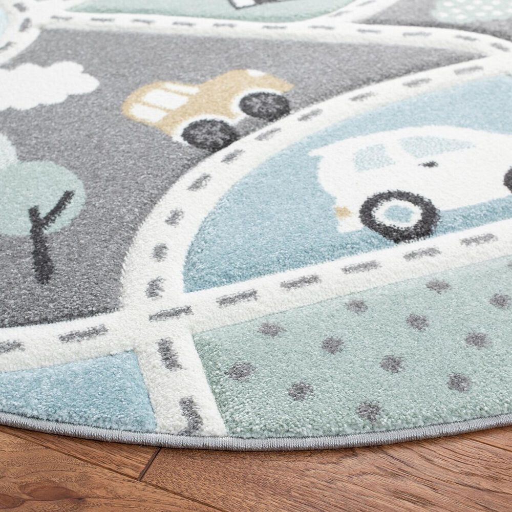 Safavieh Carousel 8&#39; Round Grey and Light Blue Kids  Area Rug, , large