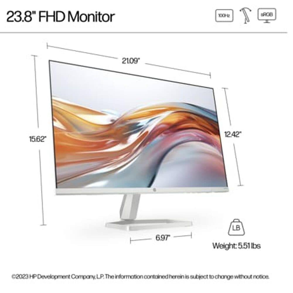 HP Series 5 23.8&quot; Full HD Monitor in White, , large
