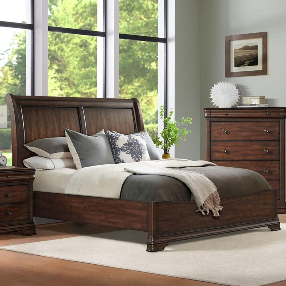 Mayberry Hill Phillipe King Sleigh Bed in Cherry, , large