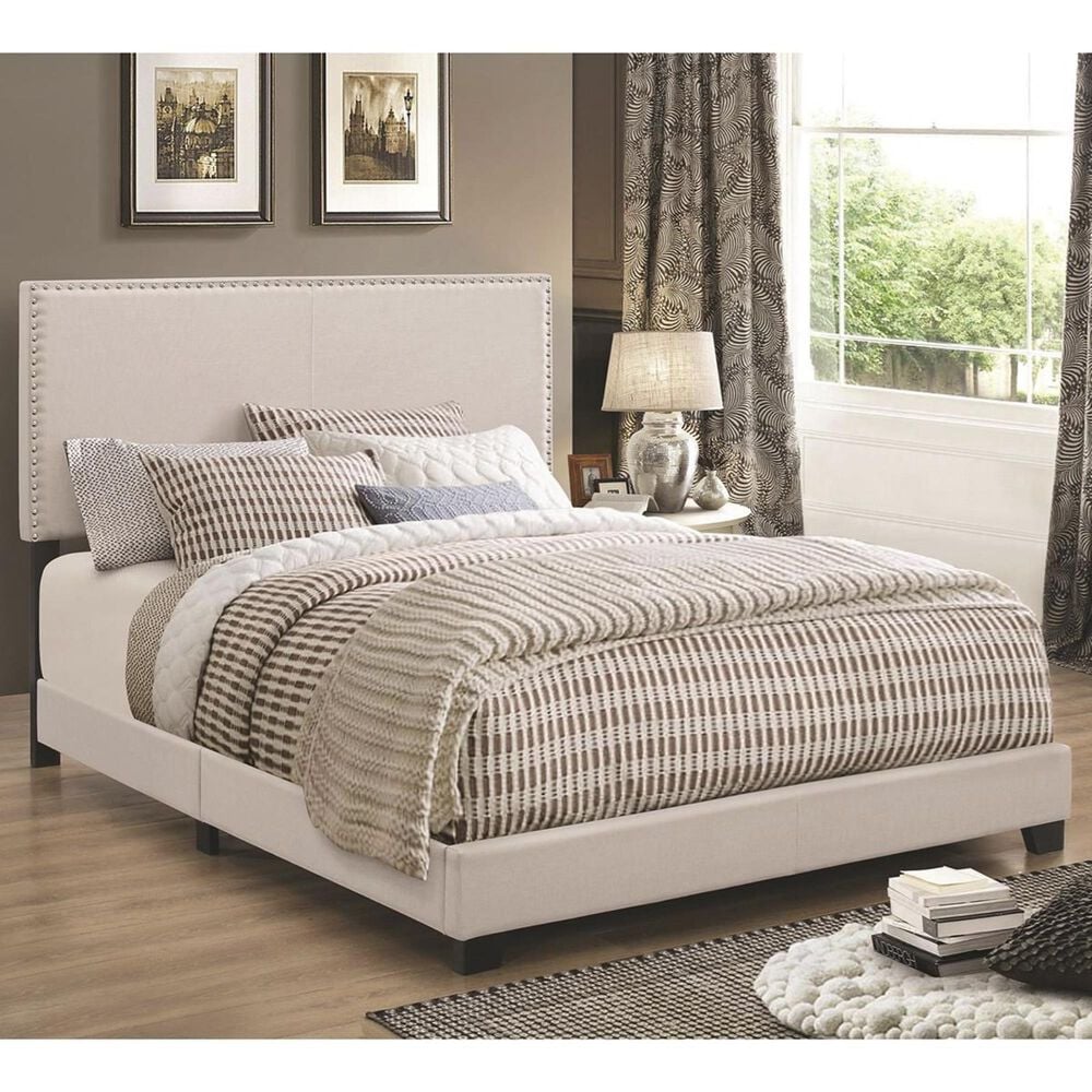 Pacific Landing Boyd California King Upholstered Panel Bed in Ivory, , large
