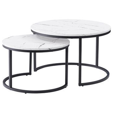 CorLiving Fort Worth Nesting Coffee Tables in White and Black (Set of 2), , large