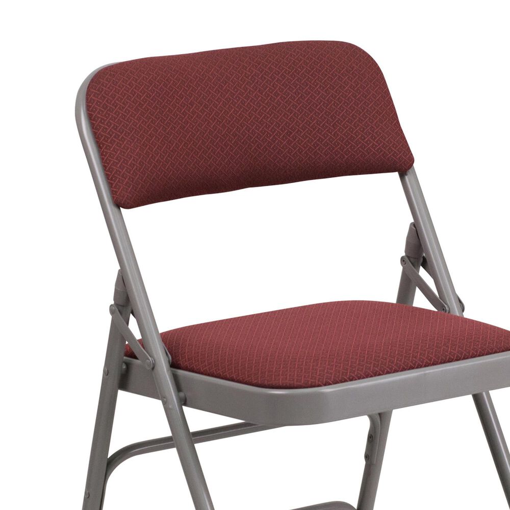 Flash Furniture Hercules 19 Folding Chair with Burgundy Cushion in Gray  (Set of 2)