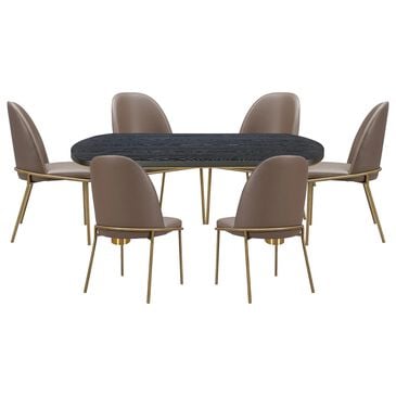Urban Home Doheny 7-Piece Oval Dining Set in Black and Brass, , large