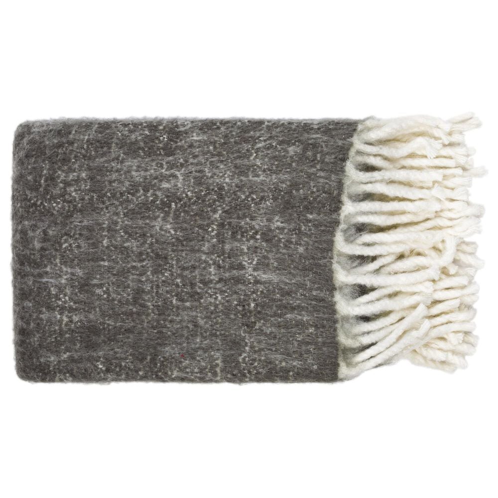 Surya Kilkenny 50&quot; x 60&quot; Throw in Charcoal and Cream, , large