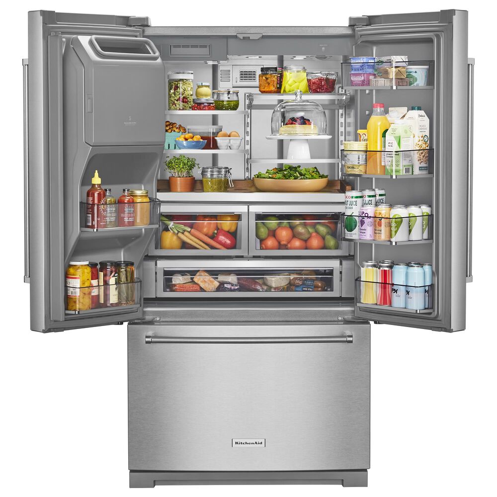 Kitchenaid 2-Piece Kitchen Package with 26.8 Cu. Ft. Refrigerator and 24&quot; Built In Pocket Handle Dishwasher in Stainless Steel, , large