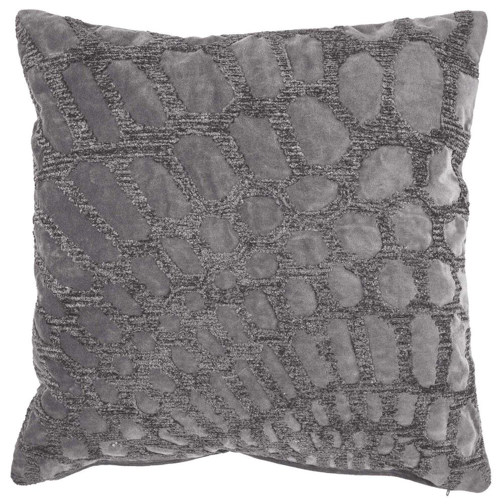 Jeffan International Alden 20" x 20" Embroidered Throw Pillow in Grey, , large