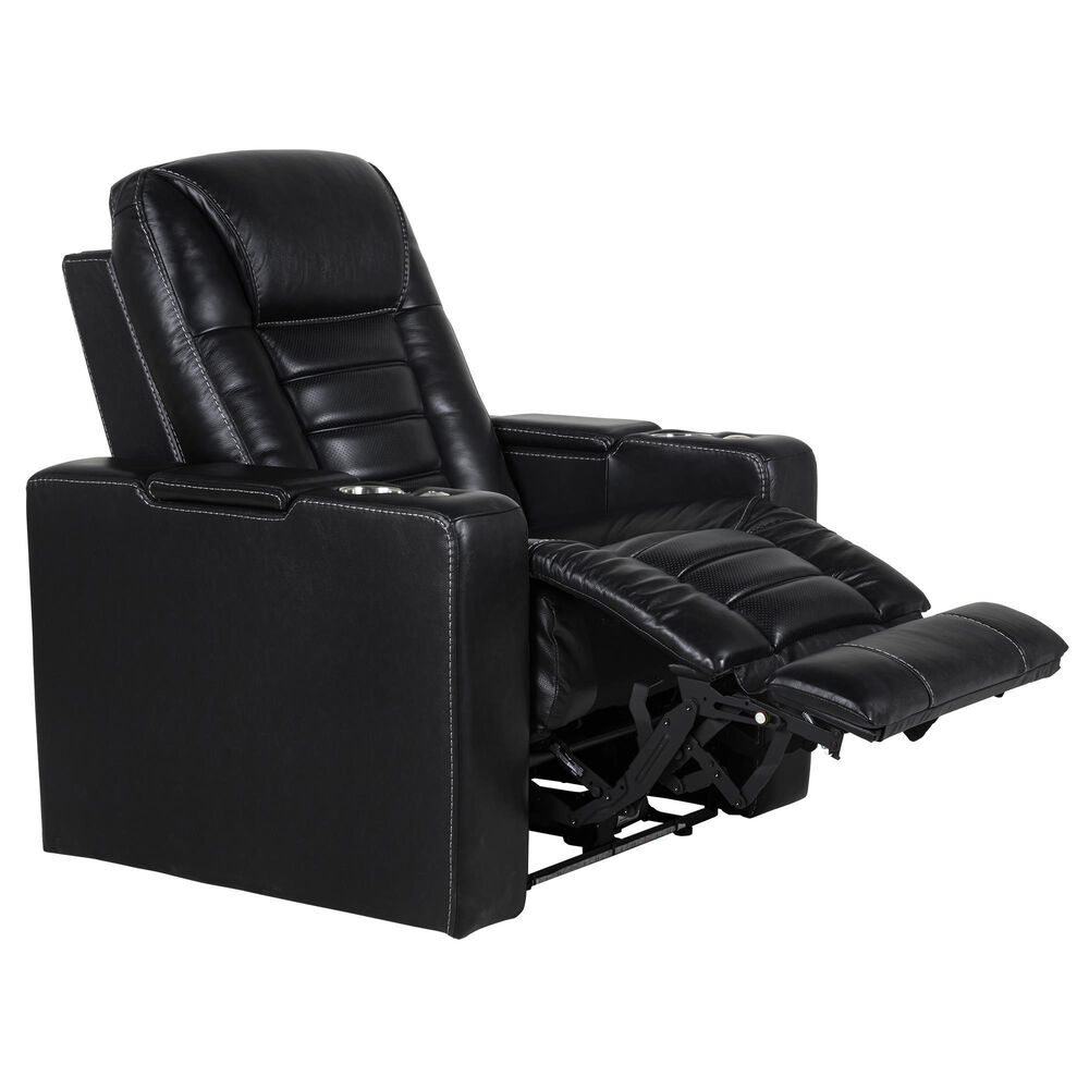 MotoMotion Leather Power Recliner with Power Headrest in Black, , large