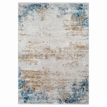 Surya Solar 3" x 5" Sky Blue, Dark Blue, Saffron, White, Gray and Charcoal Area Rug, , large