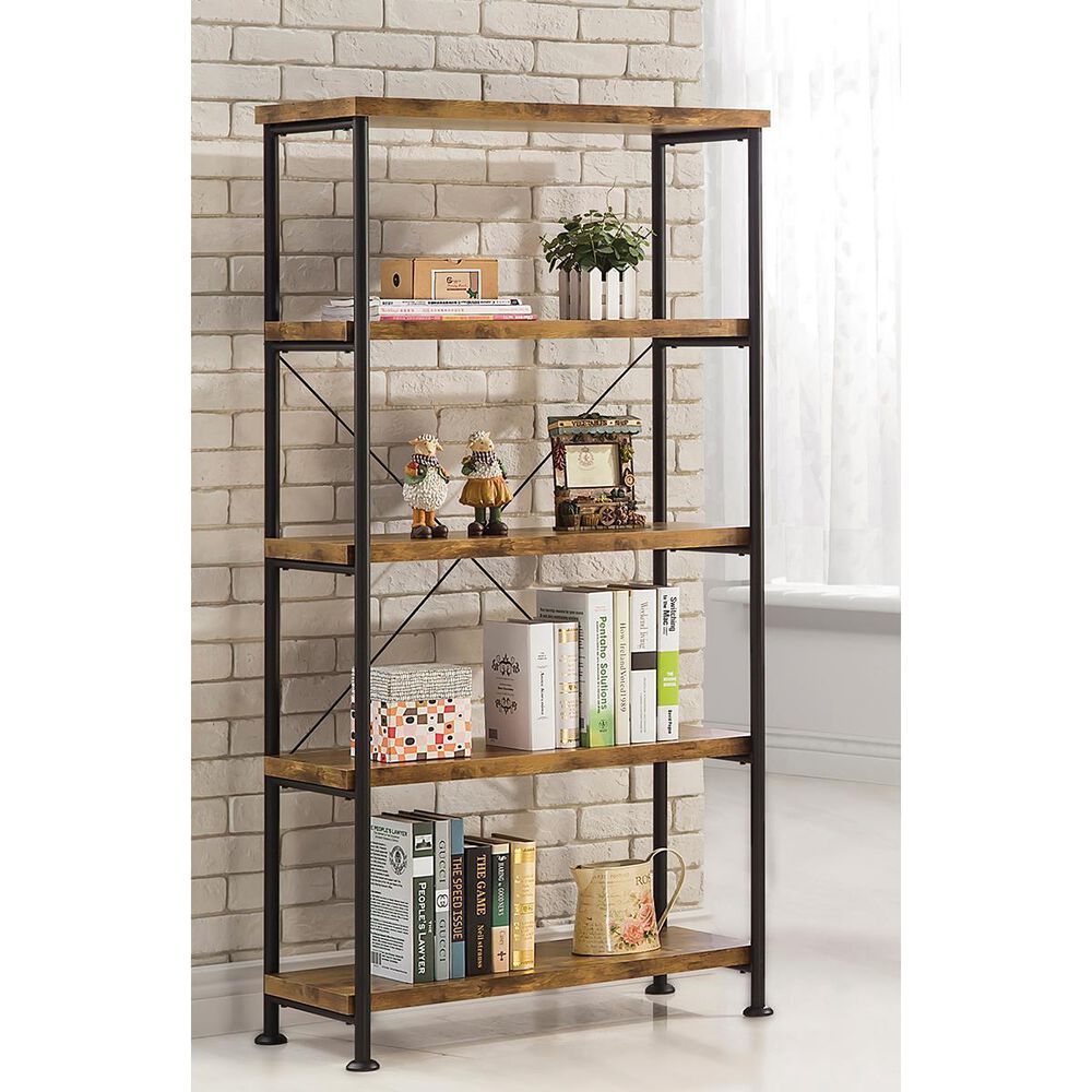 Pacific Landing 63&quot; Bookcase in Antique Nutmeg and Black, , large