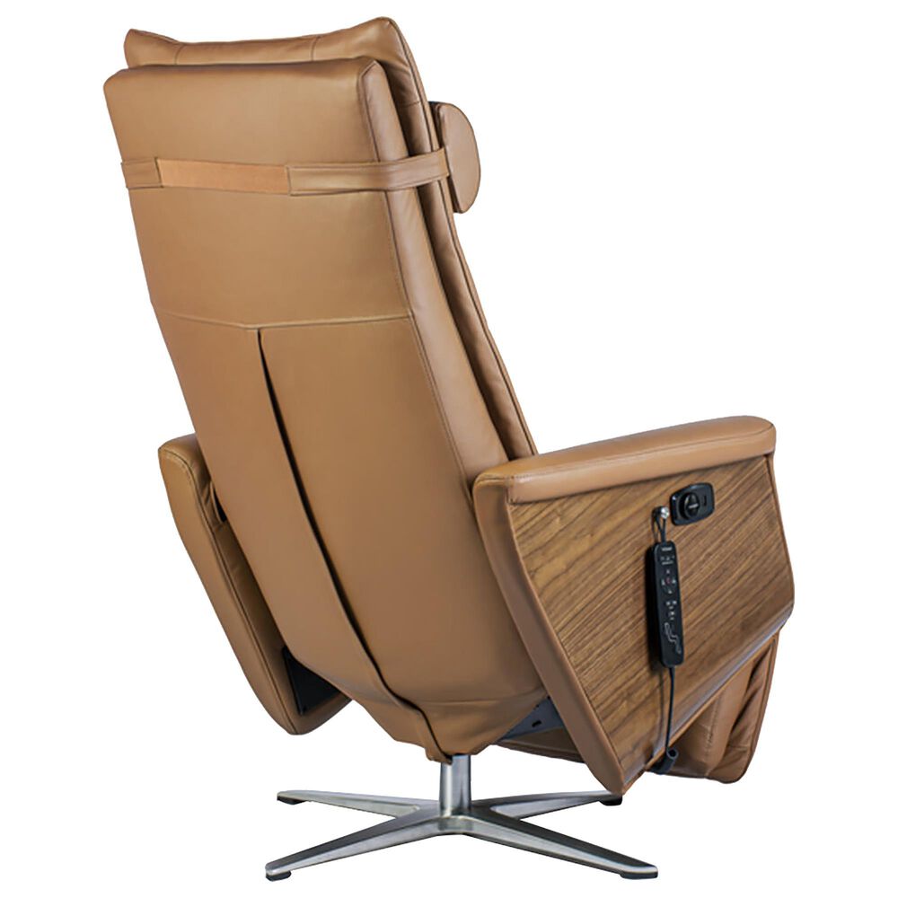 Svago Swivel Power Zero Gravity Leather Massage Recliner in Toffee, , large