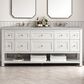 James Martin Breckenridge 72" Double Bathroom Vanity in Bright White with 3 cm Eternal Serena Quartz Top and Rectangular Sinks, , large