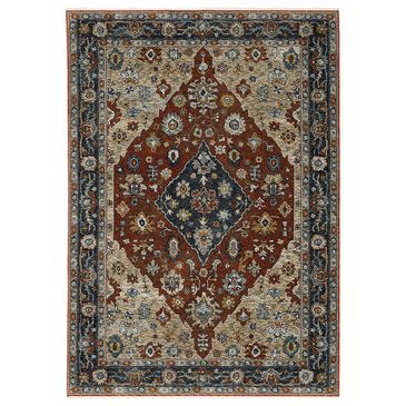 37B Aberdeen Aztec Medallion 5"3" x 7"6" Red Area Rug, , large