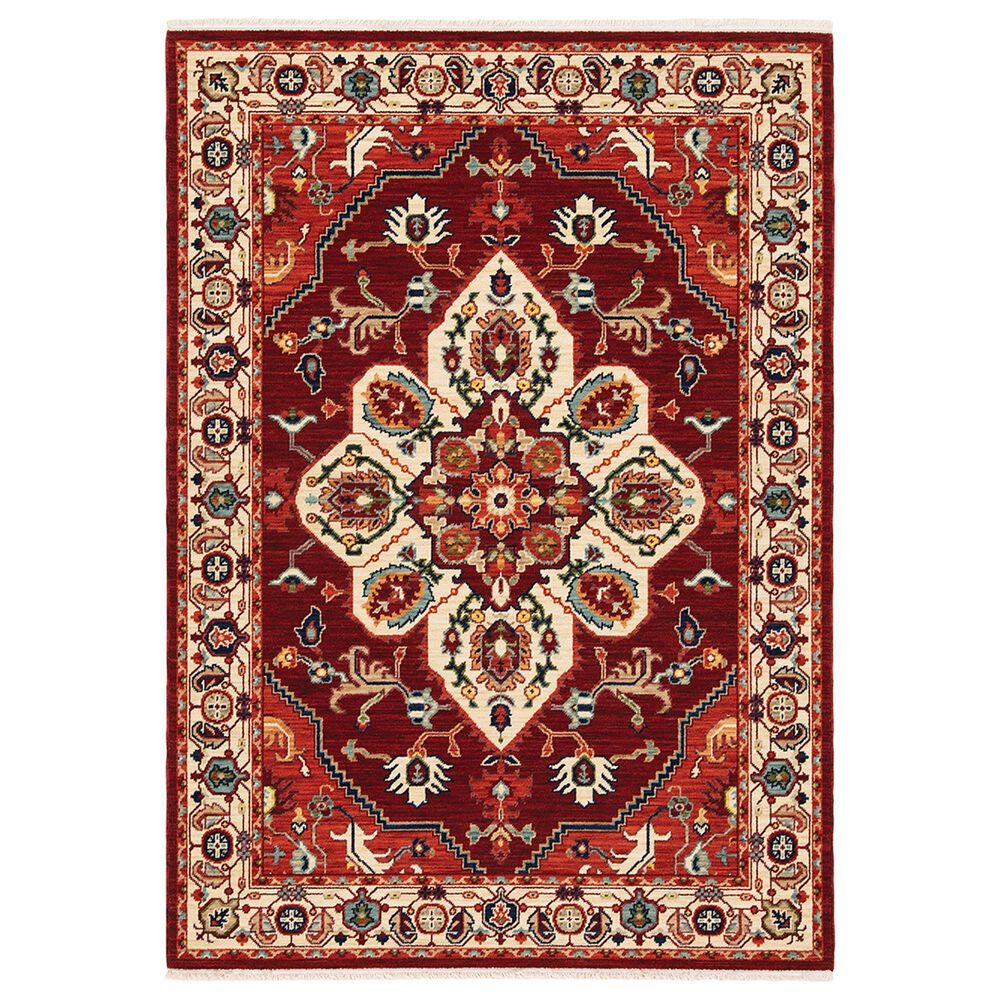 Oriental Weavers Lilihan Medallion 5502C 2" x 3" Red and Ivory Scatter Rug, , large