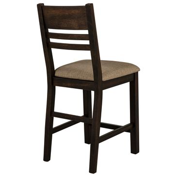 Frankfurt Furniture Thin Ladder Back Counter Chair in Brown Wire Brushed, , large