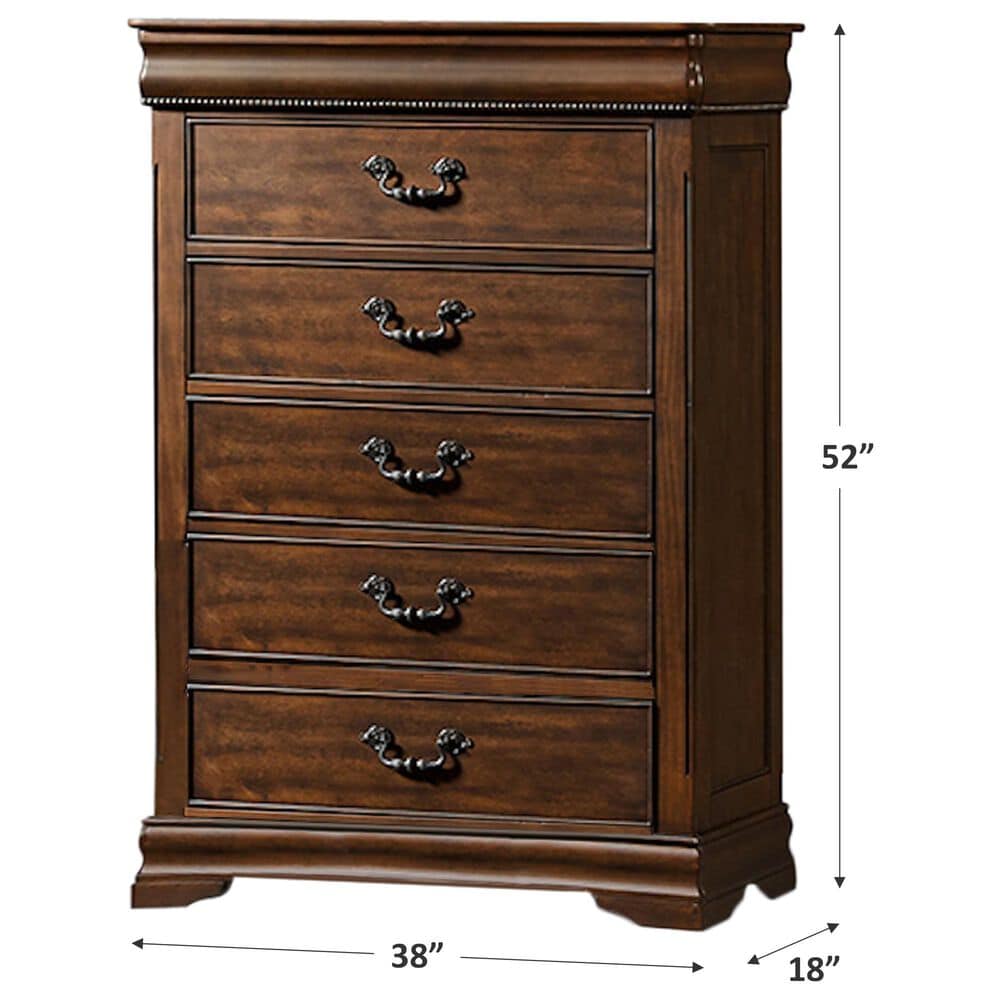 Mayberry Hill Northridge 5 Drawer Chest in Cherry Brown, , large