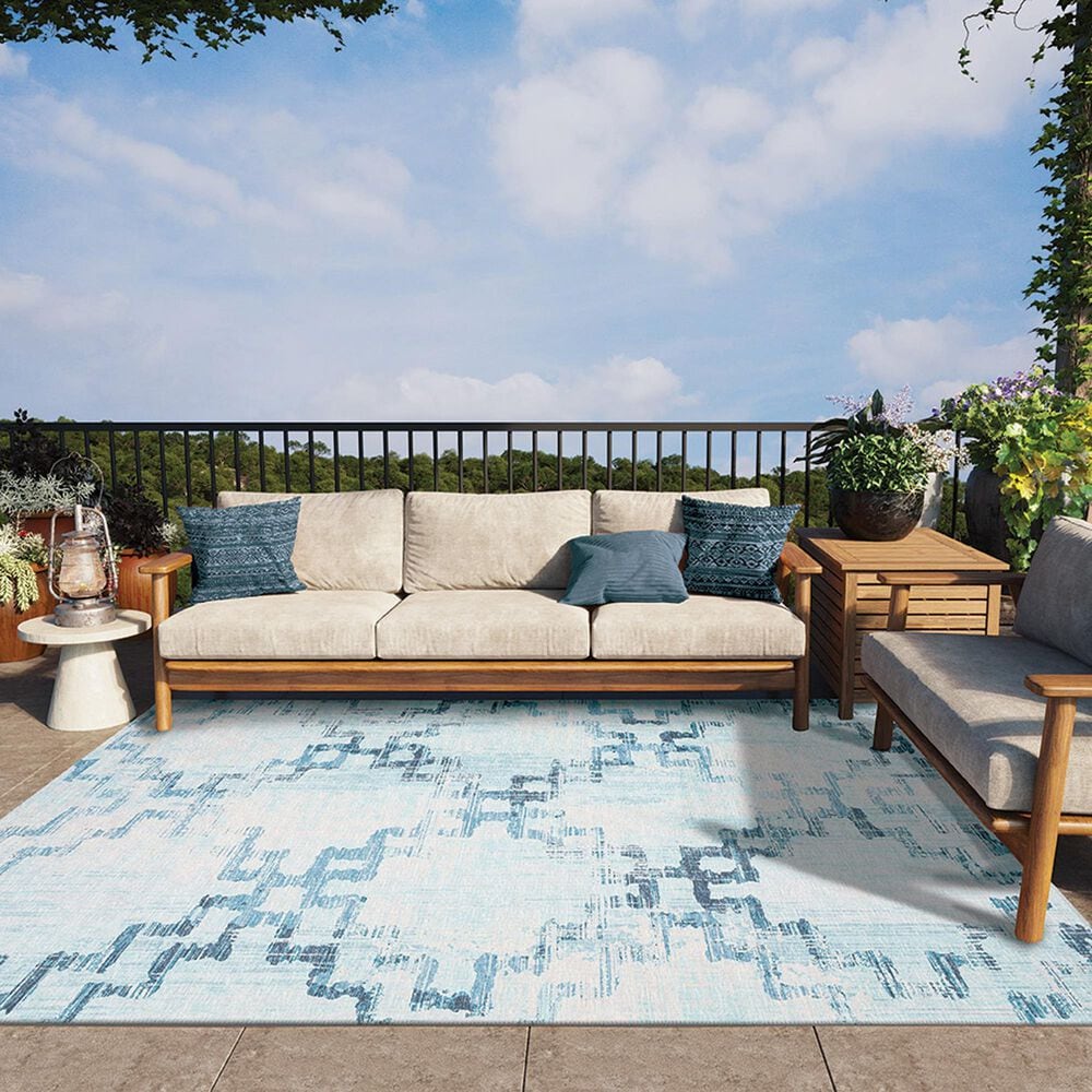 Dalyn Rug Company Sedona Geometric 10&#39; x 14&#39; Skydust Indoor/Outdoor Area Performance Rug, , large