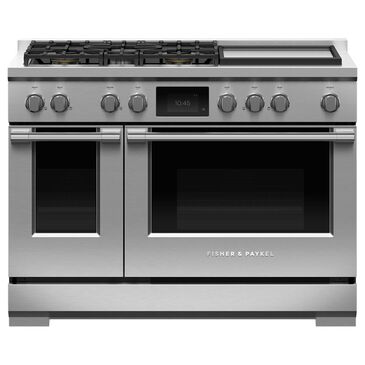 Fisher and Paykel 48" Professional Dual Fuel Range with 5 Burners and Liquid Propane in Stainless Steel, , large