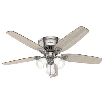 Hunter Builder Low Profile 52" Ceiling Fan with Lights in Brushed Nickel, , large