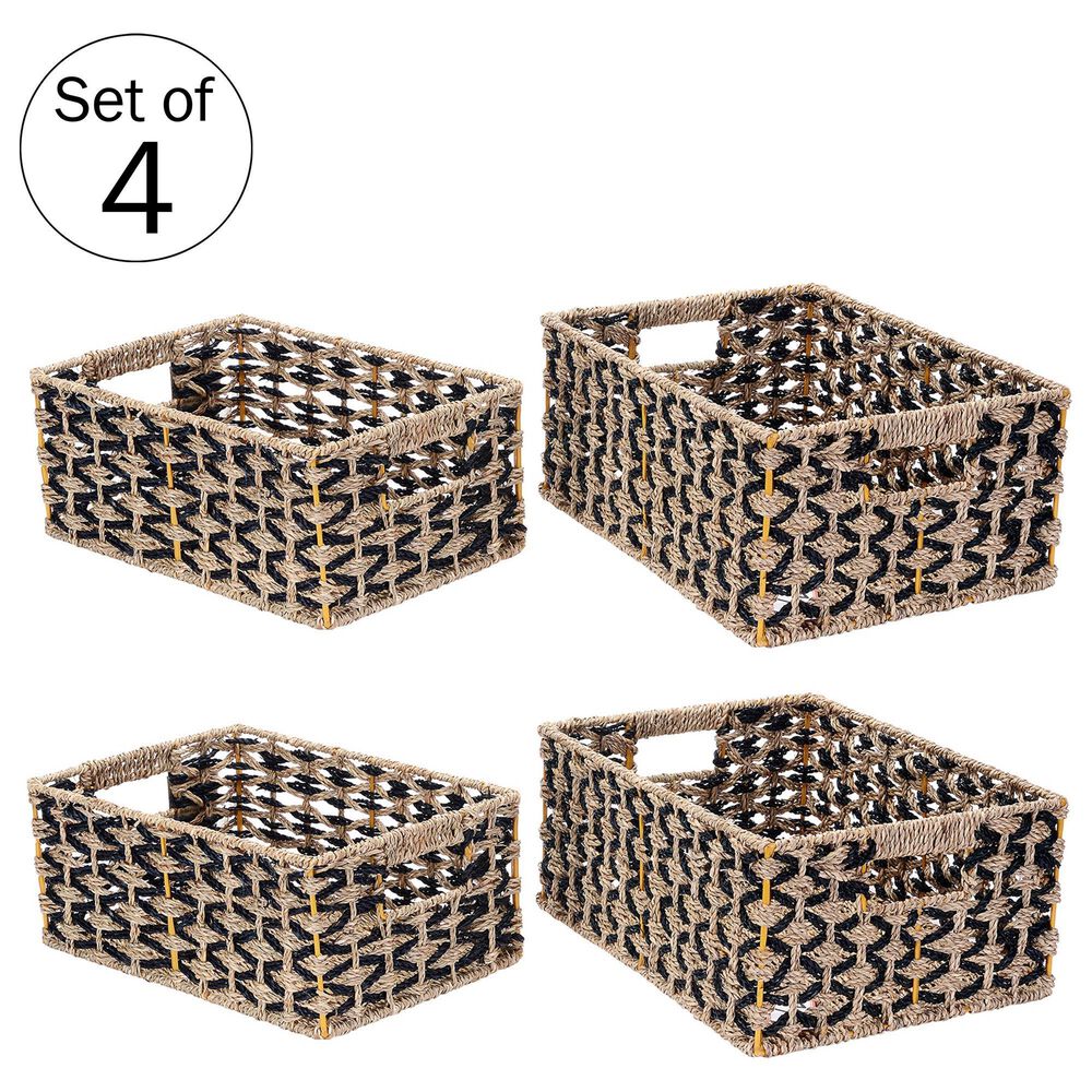 Timberlake Nesting Wicker Basket in Black and Natural &#40;Set of 4&#41;, , large