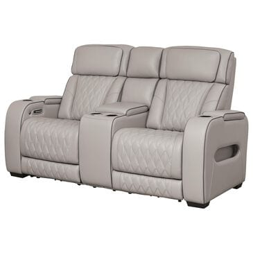 Signature Design by Ashley Boyington Power Reclining Loveseat with Console in Gray, , large