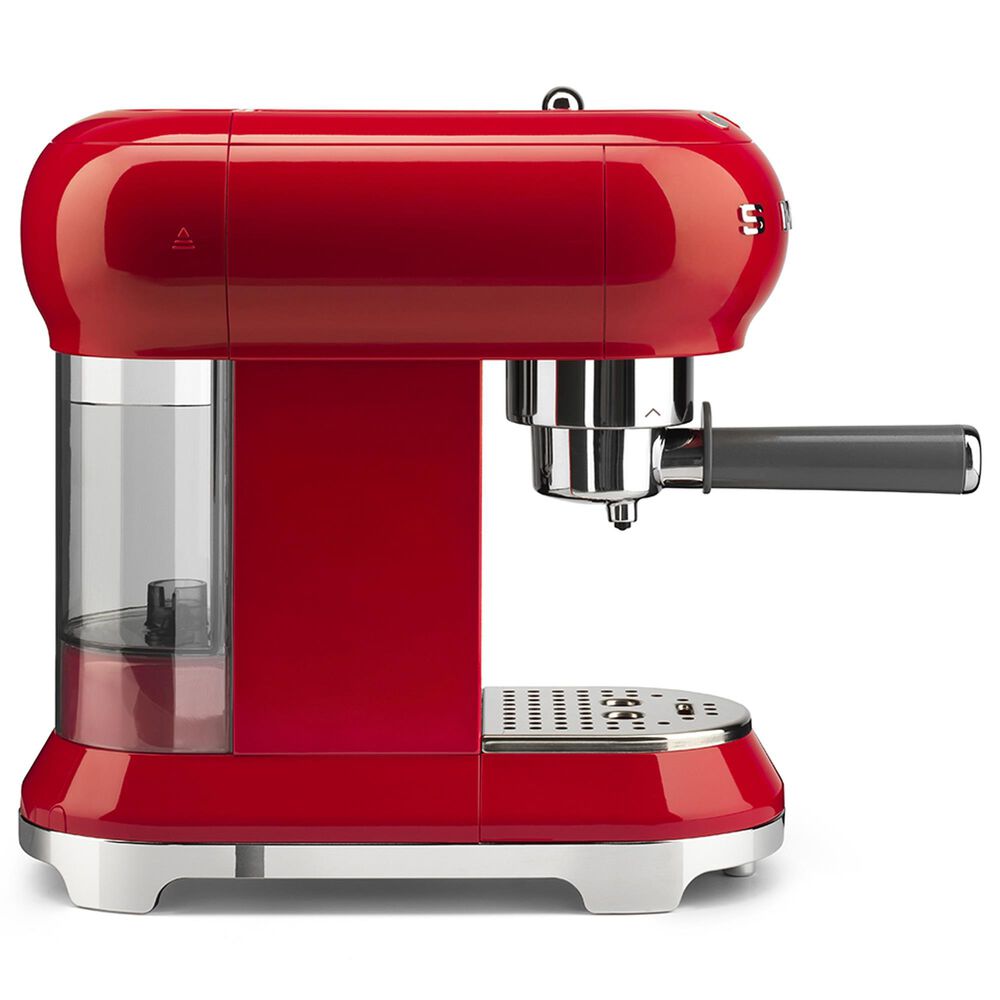 Smeg 33.81 Oz Espresso Manual Coffee Machine in Red and Polished Chrome, , large
