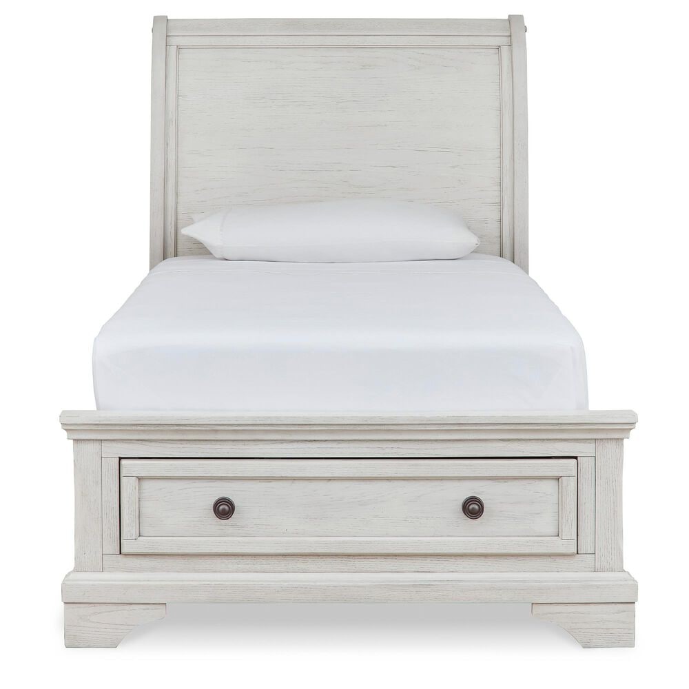 Signature Design by Ashley Robbinsdale Twin Storage Sleigh Bed in Antique White, , large