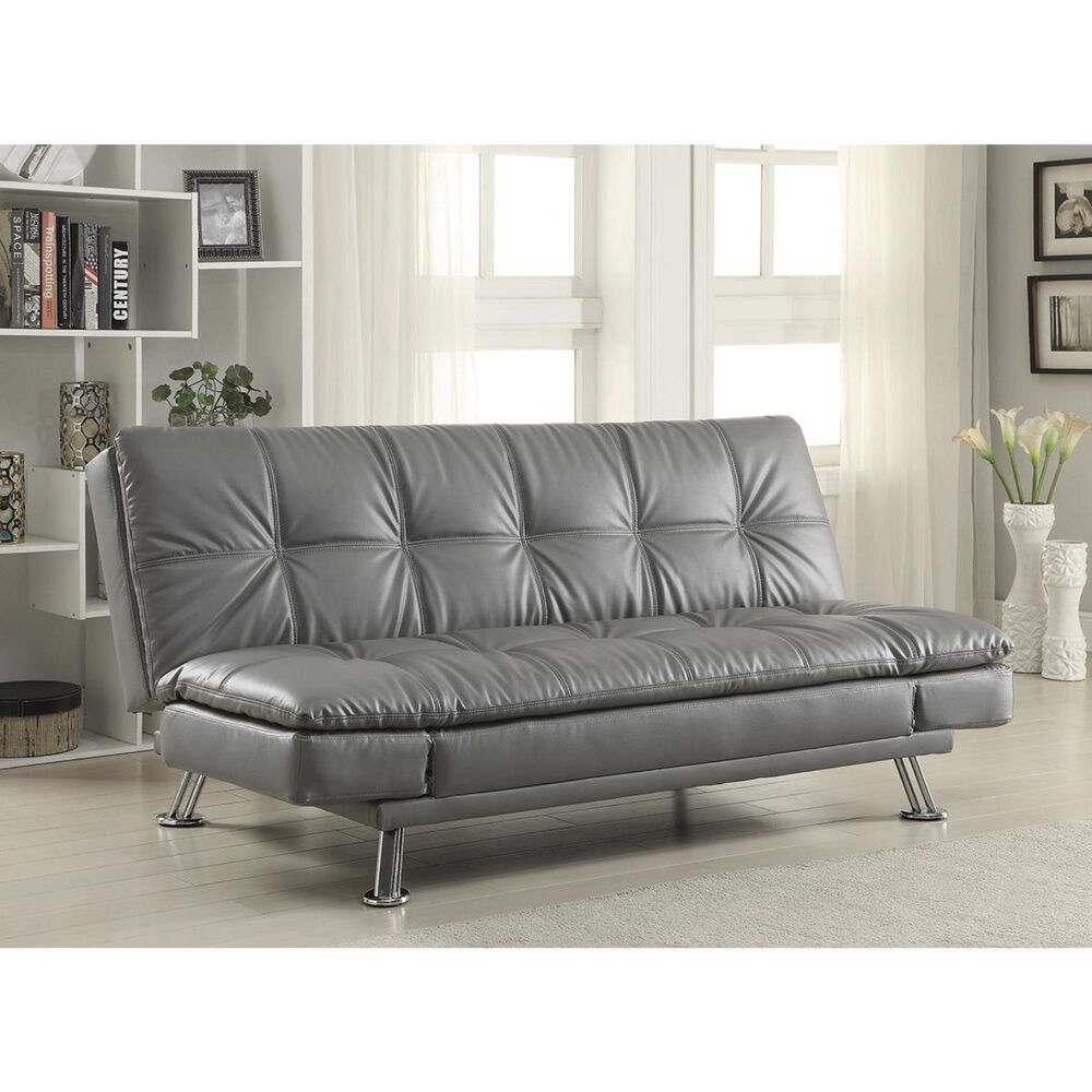 Living Essentials Dilleston Convertible Sofa with Silver Leg in Dark Grey, , large
