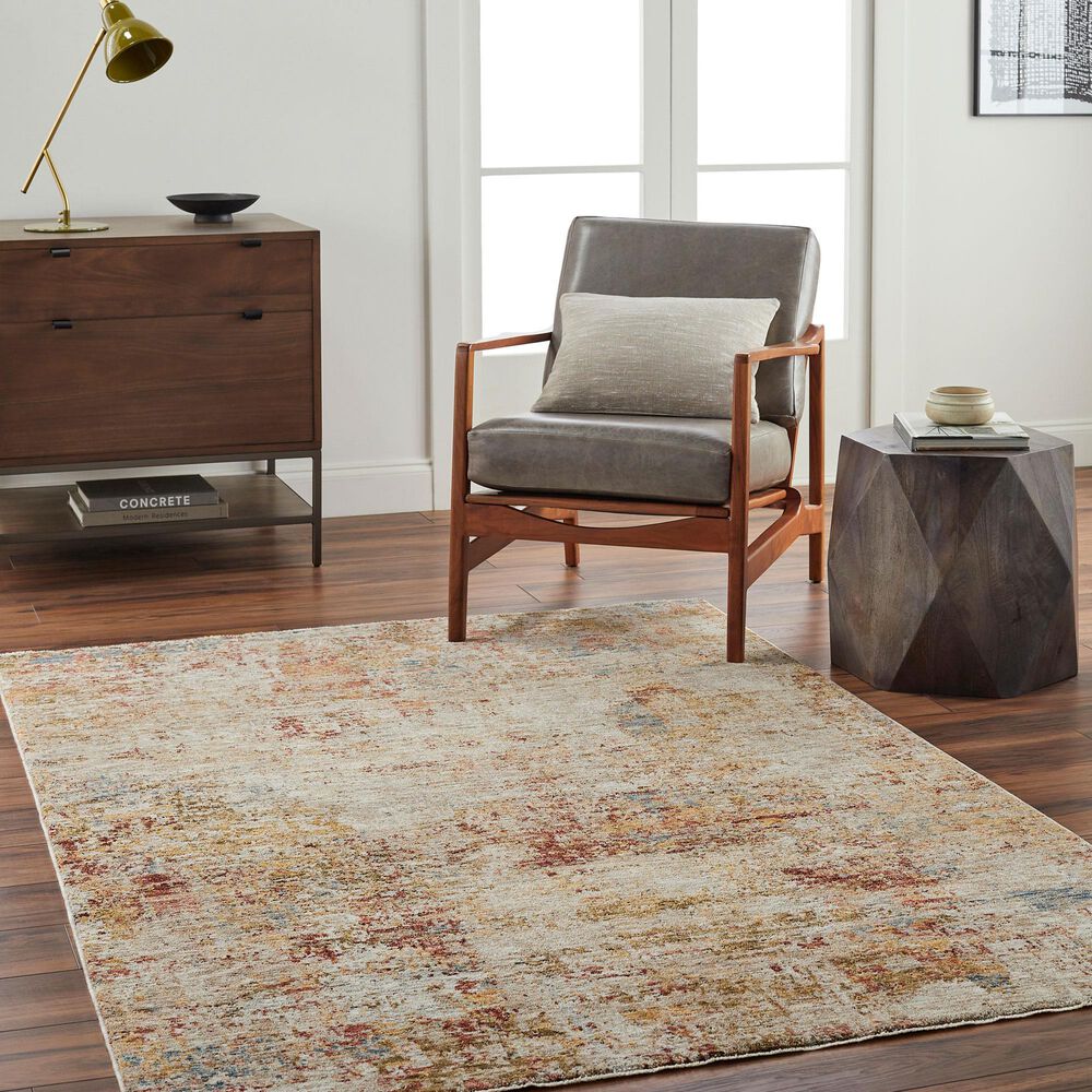 Surya Mona Lisa Abstract 7&#39;10&quot; x 10&#39;3&quot; Tan, Mustard, Olive, Sage, Brick Red, Dark Blue and Burgundy Area Rug, , large