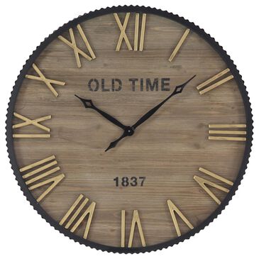 Maple and Jade 36" Wall Clock in Brown and Black, , large