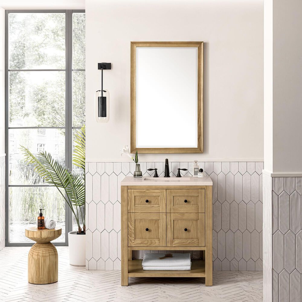 James Martin Breckenridge 30&quot; Single Bathroom Vanity in Light Natural Oak with 3 cm Eternal Marfil Quartz Top and Rectangular Sink, , large
