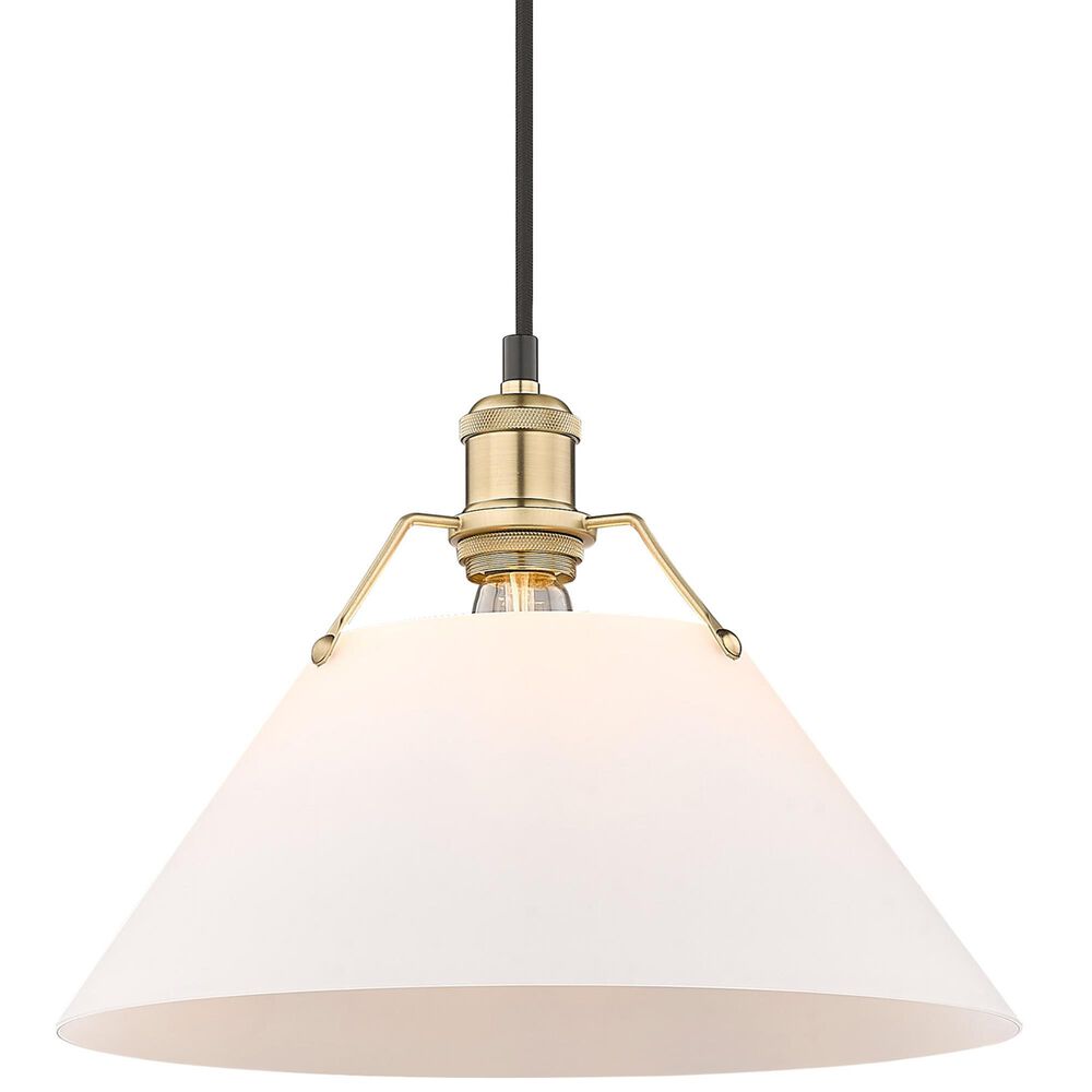 Golden Lighting Orwell 1-Light Large Pendant with Opal Glass Shade in Brushed Champagne Bronze and Black, , large