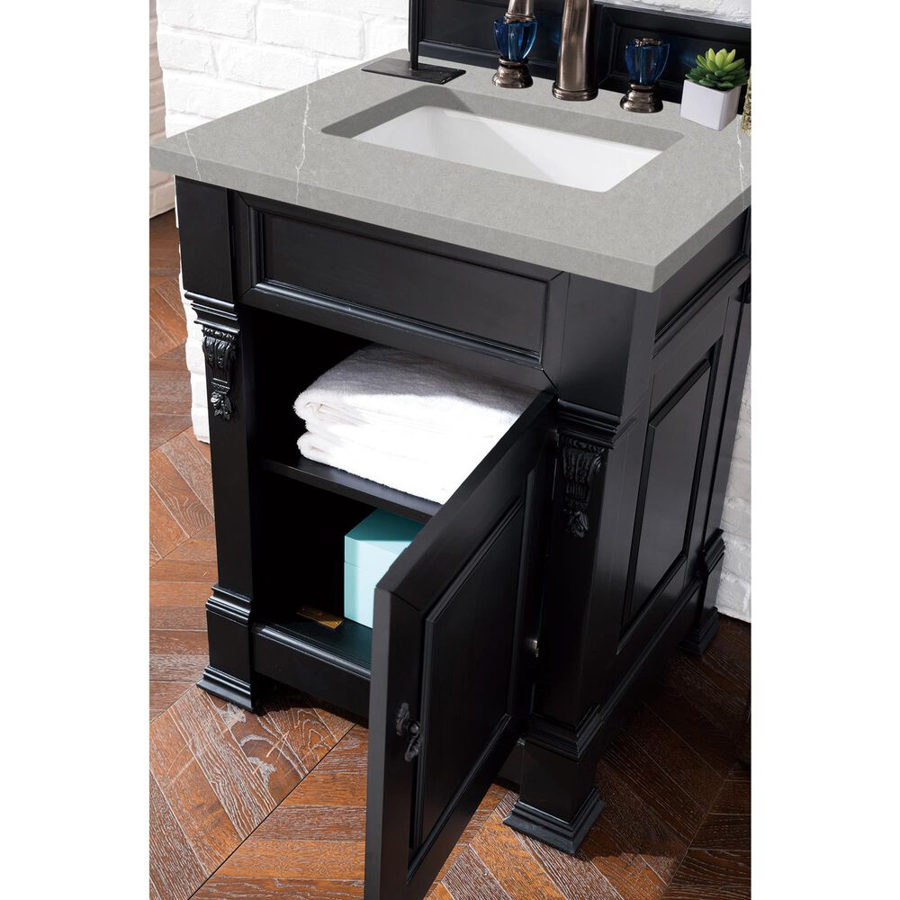 James Martin Brookfield 26&quot; Single Bathroom Vanity in Antique Black with 3 cm Eternal Serena Quartz Top and Rectangle Sink, , large
