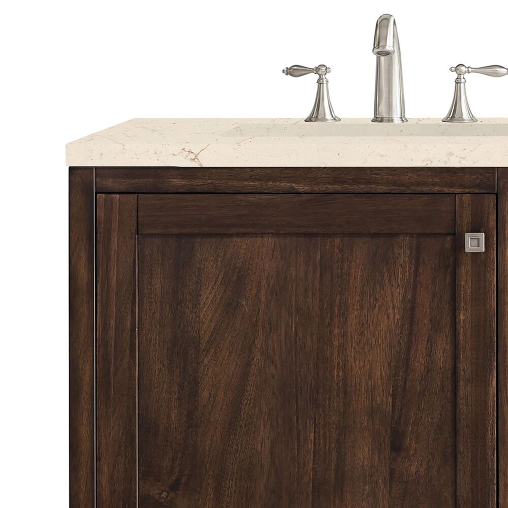 James Martin Addison 60&quot; Double Bathroom Vanity in Mid Century Acacia with 3 cm Eternal Marfil Quartz Top and Rectangular Sinks, , large
