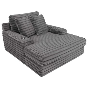 Moore Furniture Bellini Chaise Lounger with Cupholders in Cloud Dark Gray, , large