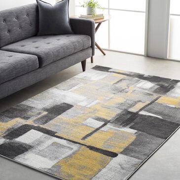 Surya Pepin PEI-1020 2" x 3" Black, Medium Gray and Mustard Area Rug, , large